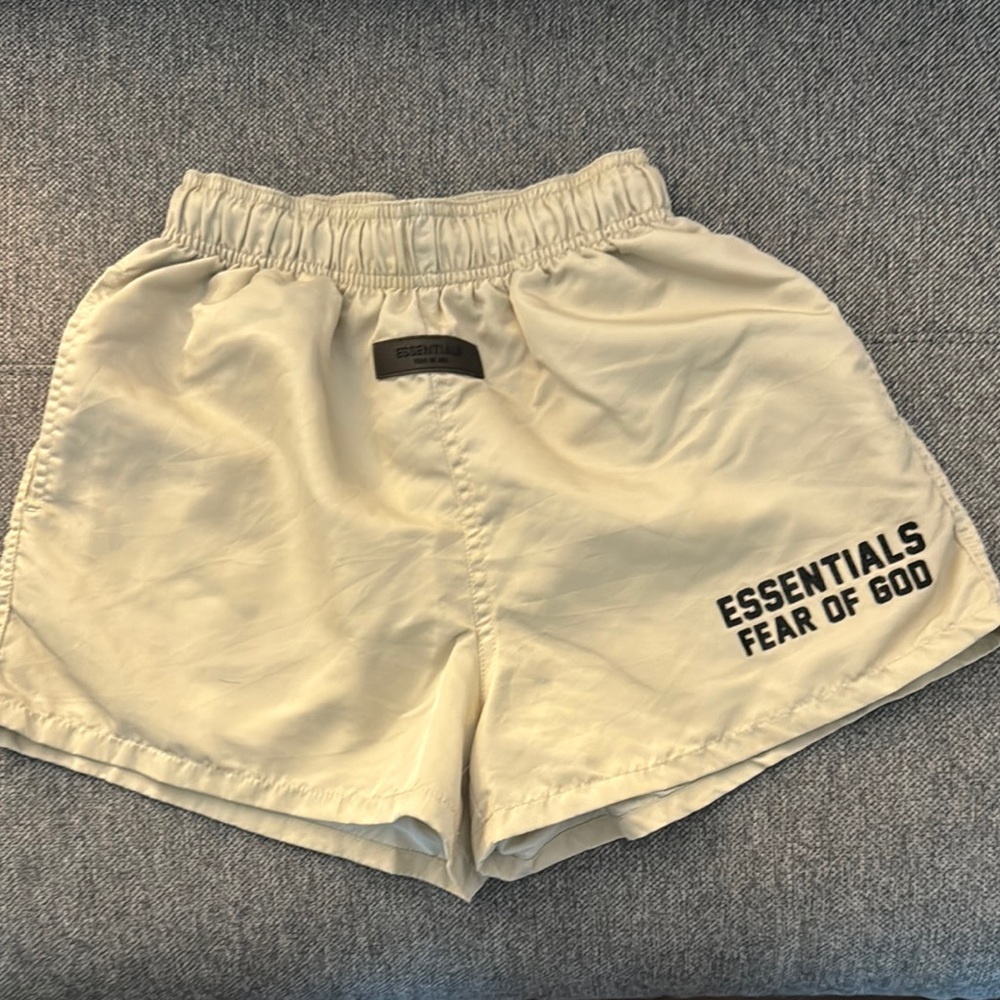 Essentials Cream Athletic Shorts Relaxed Fit